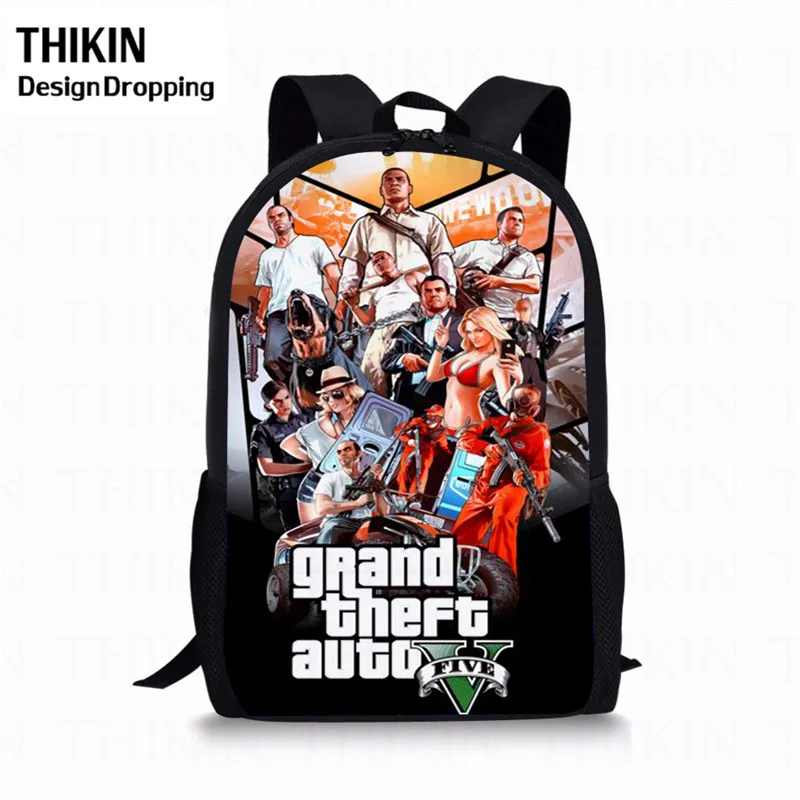 AS PICTURE Тикин Grand Theft Aut печати школьные ранцы для мальчиков девочек студенческий детский школьный рюкзак мальчик ранец дети книга сумка Mochila - Цвет: AS PICTURE