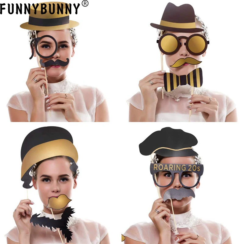 FUNNYBUNNY реквизит для фотобанк 42 шт., Ревущие 20 галстуков реквизит для фотостудии 1920s Свадебная фотокабина декорации
