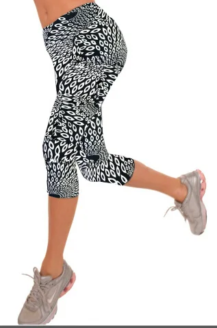 Europe and the United States trend hips slim fashion seven points printed leggings women's outdoor sports pants - Цвет: 5