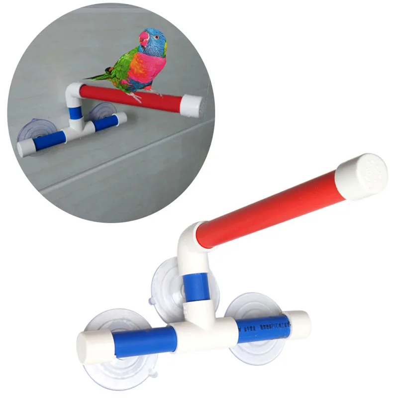 Pet Parrot Folding Bath Shower Standing Platform Rack Wall Suction Cup Bird Toys