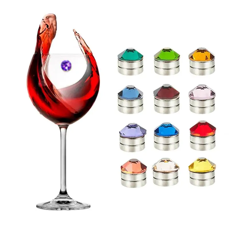 12PCS New Fashion Mini Christmas Goblet Markers Magnetic Acrylic Wine Glass Charms Decorations Wine Cup Accessories For Bar