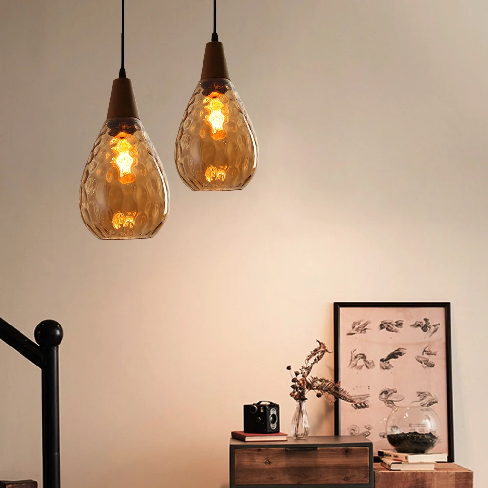 Artpad Nordic Glass Pendant Light For Living Room Water Drop Shape E27 Dining Room Bar Bedroom Pendant Lamp Hanging Fixtures