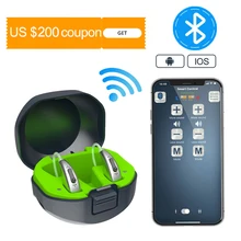 Best USB Bluetooth Hearing Aid Sound Amplifier Enhancer Digital Ear Aids Hearing Device Mini Rechargeable with Recharging Base
