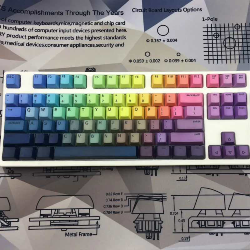 

Aurora Key Caps Heat Sublimation PBT Personality Rainbow Keycaps Compatible K70 Radium Snake 6.0 6.25
