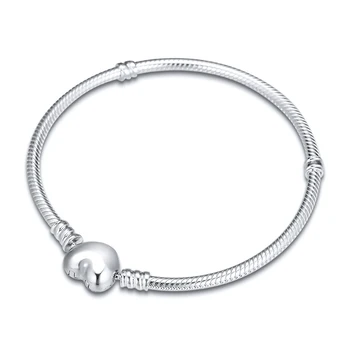 

Heart Clasp Bracelet Silver 925 Sterling Jewelry Snake Chain Bracelets for Women fit Charm Beads DIY free shipping B011
