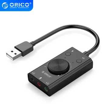 

ORICO External USB Sound Card Stereo USB Sound Card Mic Speaker Audio Jack 3.5mm Cable Adapter for PC Laptop Free Drive