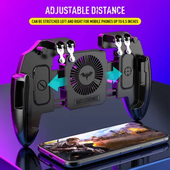 

Gaming Gamepad Trigger With Cooling Fan Six Finger PUBG Mobile Game Controller M11 Aim Button L1R1 Joystick For IPhone Android
