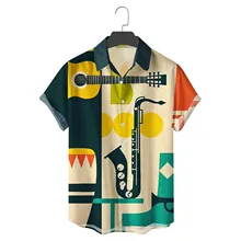 

JAYCOSIN Men Vintage Printed Short Sleeve Loose Buttons Casual Shirt Streetwear Chic Loose Mens Hawaiian Shirts 2021 Blouse Tops