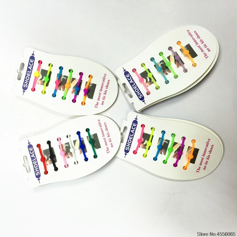 12 Pcs/Lot Shoes Accessories Elastic Silicone Shoelaces Elastic Silicone Shoelaces All Sneakers Fit Strap Shoe Lace B2014