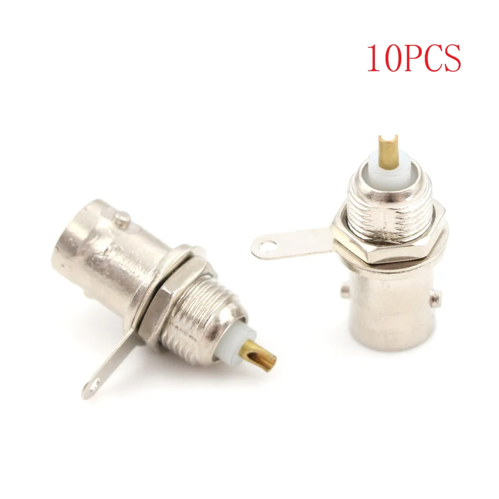 10PCS  BNC Female Nut Bulkhead Solder RF Connector Adapters Accessories High Quality