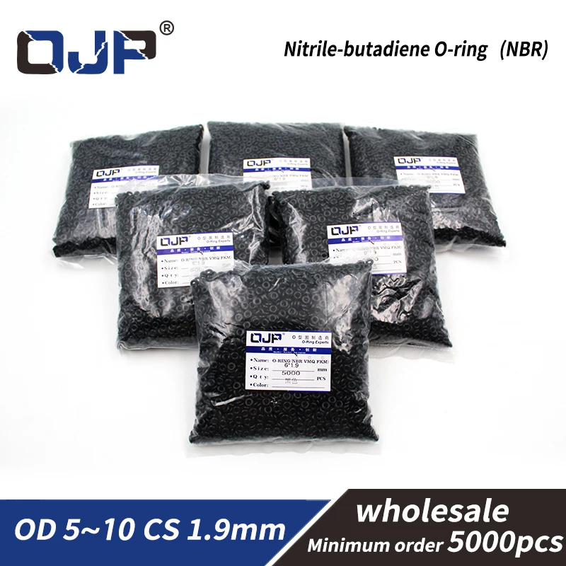 

5000PC/bag CS1.9mm wholesale Black NBR Sealing O-Ring OD5/5.5/6/6.5/7/8/8.5/9/10mm O Ring Seal Rubber Gasket Oil Ring waterproof