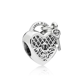 

100% 925 Sterling Silver New 797655 Elegant Retro LOVE YOU LOCK CHARM Beaded Original Jewelry