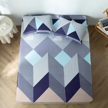 

Bonenjoy 1pc Fitted Bed Sheet Geometric drap de lit Bed Linen Elastic Single/Queen/King Bed Sheets160x200(pillowcase need order)