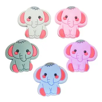 

5 Pcs/Pack Baby Cute Cartoon Elephant Teether Silicone Beads Molar Toys Infant Teething Soother Gifts
