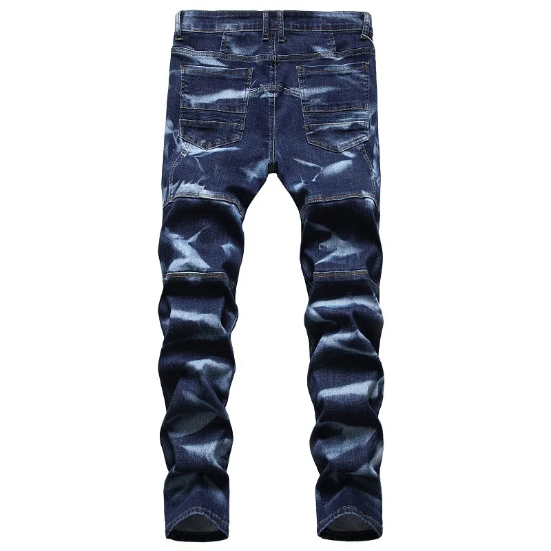 slim fit jeans Blue Stretch Denim Jeans Long Four Season Personality Zipper Decoration Jeans Trendy Men 2022 New men's Jeans slim straight jeans