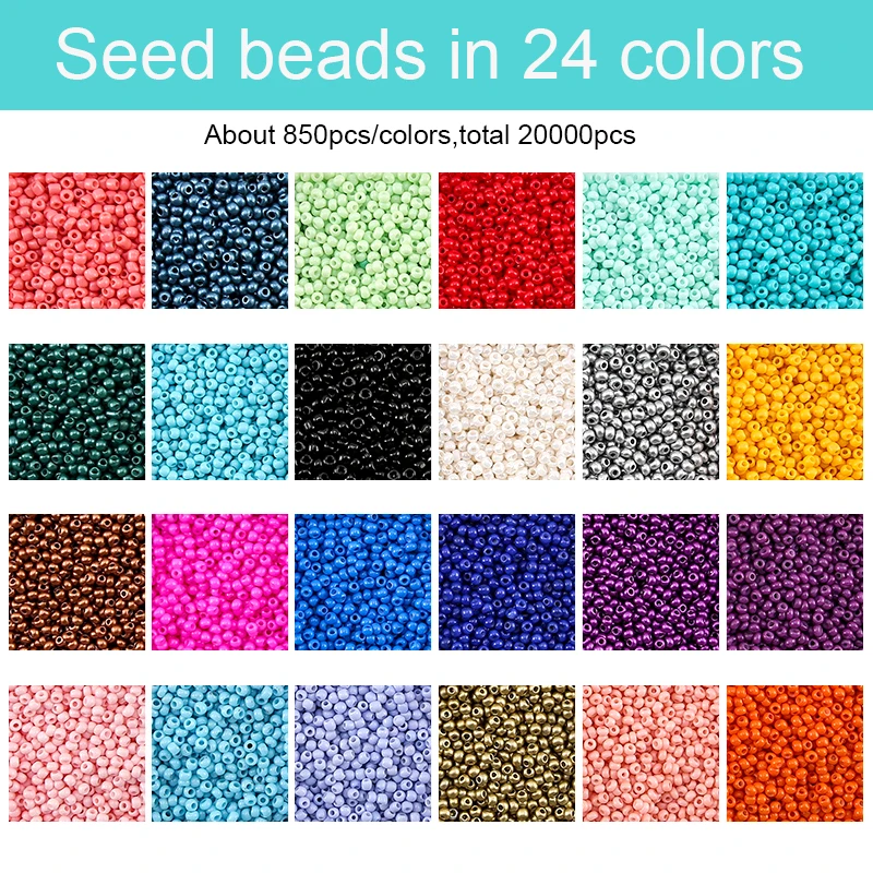 600pcs 2mm Assorted Colors Glass Seed Beads Shape for Jewelry Making,  Sewing Accessories 