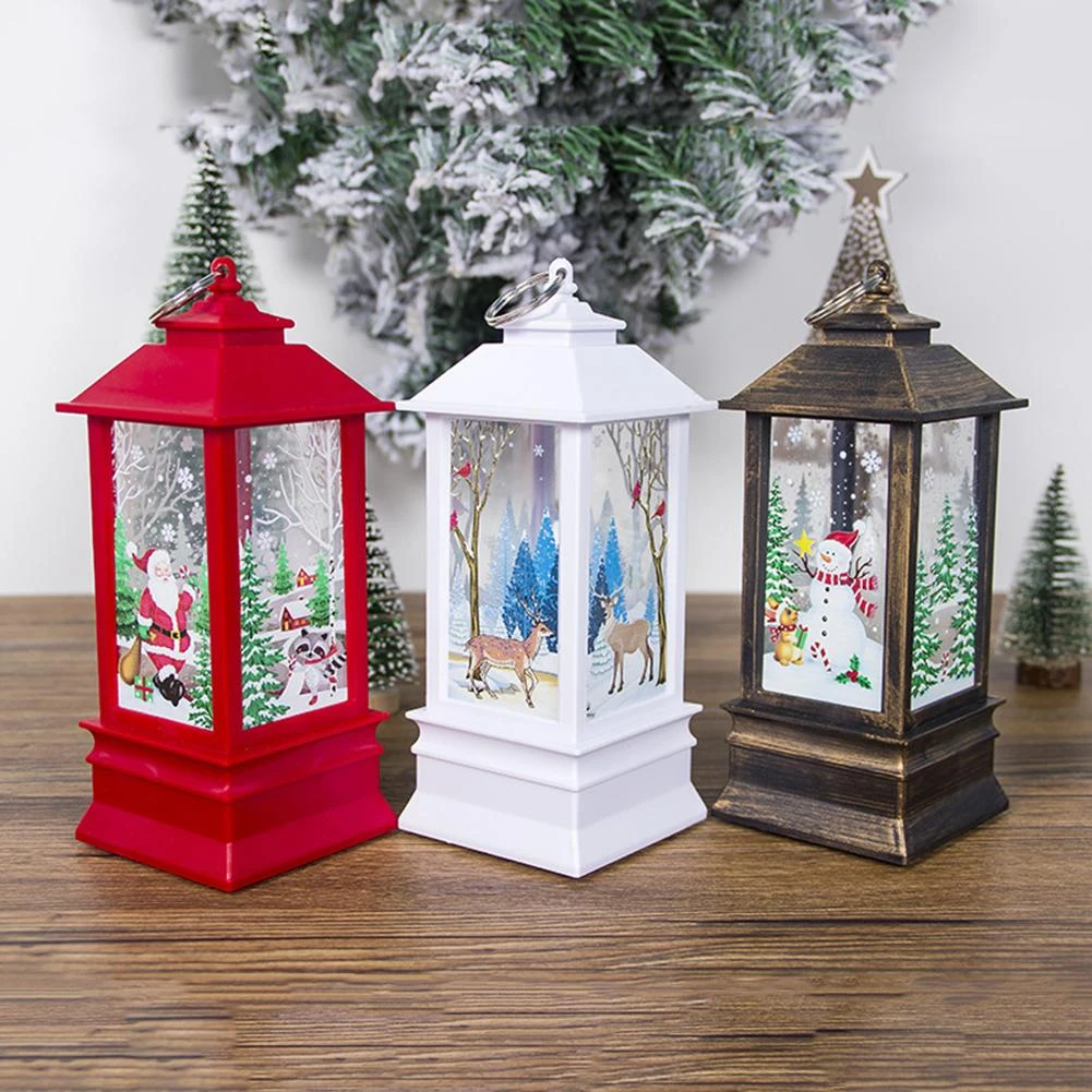 Christmas Vintage Santa Snowman Elk Hanging Led Lantern Home Garden Decor Light Lamp Party Decoration Lanterns Aliexpress