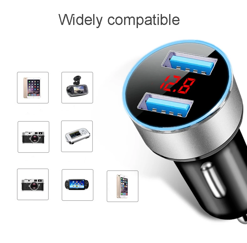 3.1A Dual USB Car Charger Quick Charge for Xiaomi Samsung iPhone 11 Tablet With LED Display Universal Mobile Phone Car-Charger