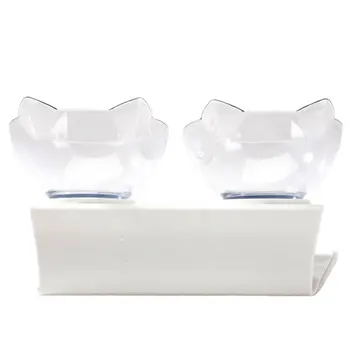 

Double Cat Bowl with Raised Stand Pet Food Bowl Cats Small Dogs Splash-proof Pet Double Dowl Pets Supplies