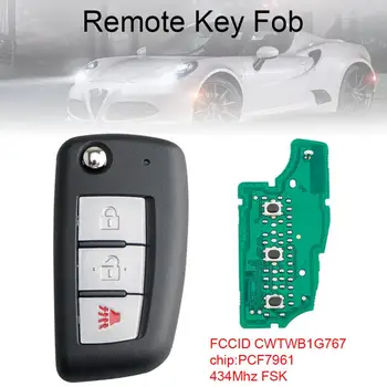 

434Mhz 3 Buttons Car Remote Key Fob Replacement with PCF7961 Chip CWTWB1G767 fit for 2014-2017 NISSAN ROGUE