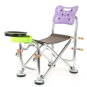 

Quality Stainless Steel Fishing Chair Height Adjustable Camping Chair with Bait Pan& Umbrella Holder Foldable Beach Chair