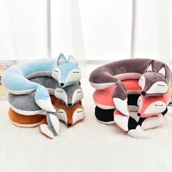 

Lovely Fox Animal Cotton Plush U Shape Neck Pillow Travel Car Home Pillow Nap Pillow Health Care with Eye Mask Sleeping Pillow n