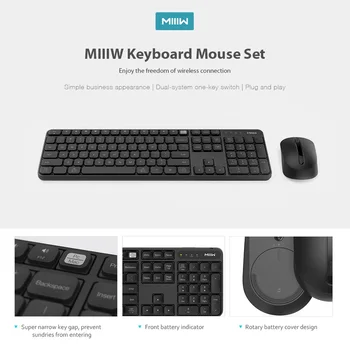 

Original Xiaomi MIIIW Keyboard Mouse Set 2.4GHz Wireless 104 Keys For Windows PC Mac Compatible Portable USB Keyboard