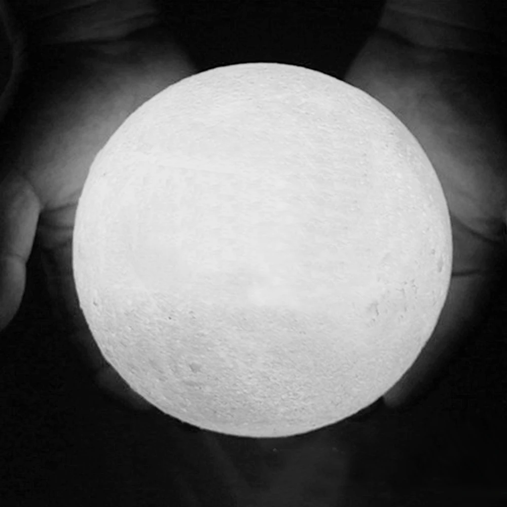 15cm/5.9in Moon Night Light 3D Printed Moon Globe Lamp 2 Colors Glowing Moon Lamp With Stand Dimmable Touch Control USB Charging
