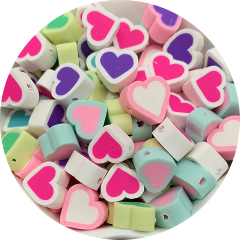 30pcs/Lot 10mm Mixed Colors LOVE Shape Clay Spacer Beads Polymer Clay Beads For Jewelry Making DIY Handmade Accessories acrylic beads,acrylic craft beads
