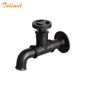 

Black Laundry Brass Bathroom Wetroom Kitchen Wall Mounted Brass Sink Faucet Outdoor Cold Water Tap Bibcocks