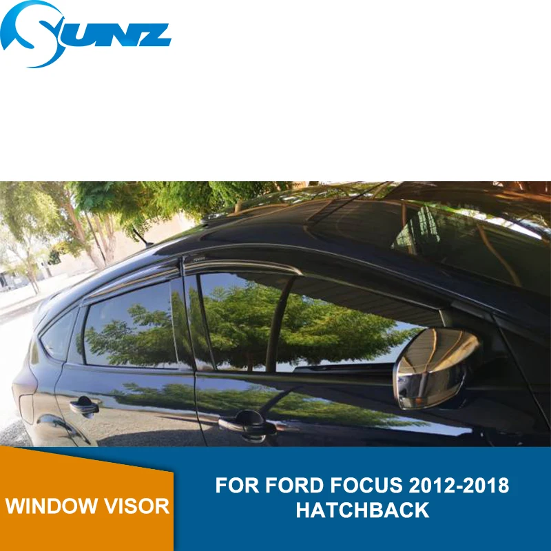 Боковые дефлекторы Winodow для Ford Focus 2012 2013 2014 2015 2016 2017 2018 хэтчбек черные тенты защиты