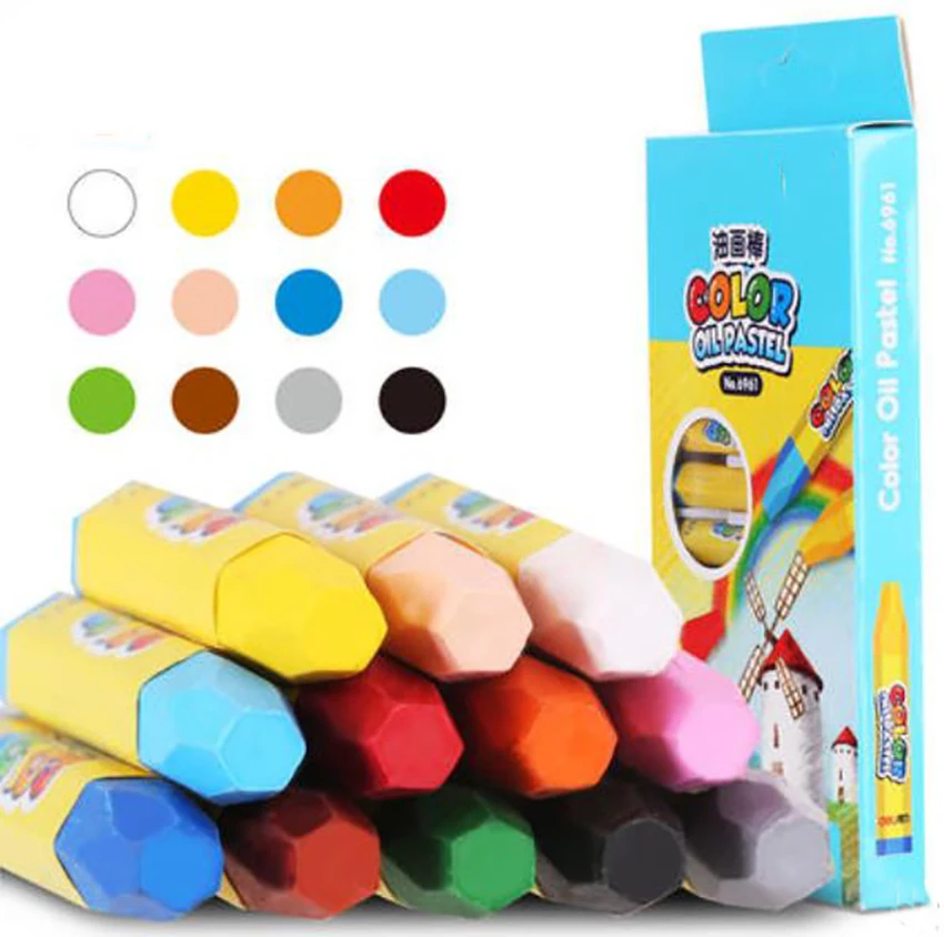1 Набор «сделай сам» для 12/18/24/36 Цвета пастельным карандашом, фон для фотографирования с яркими мелки карандаш для граффити, милый Детский рисунок для канцелярских принадлежностей - Цвет: 12colors