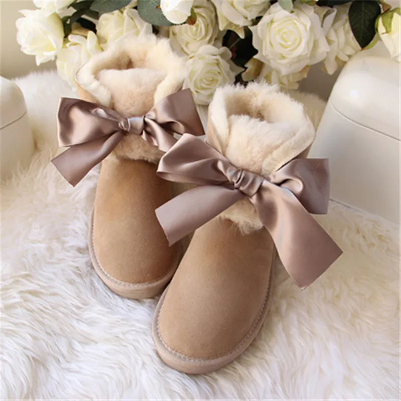 Top Quality Shoes Women 2020 Real Sheepskin Women's Winter Woman Snow Boots Genuine Sheepskin Women Boots Women Shoes