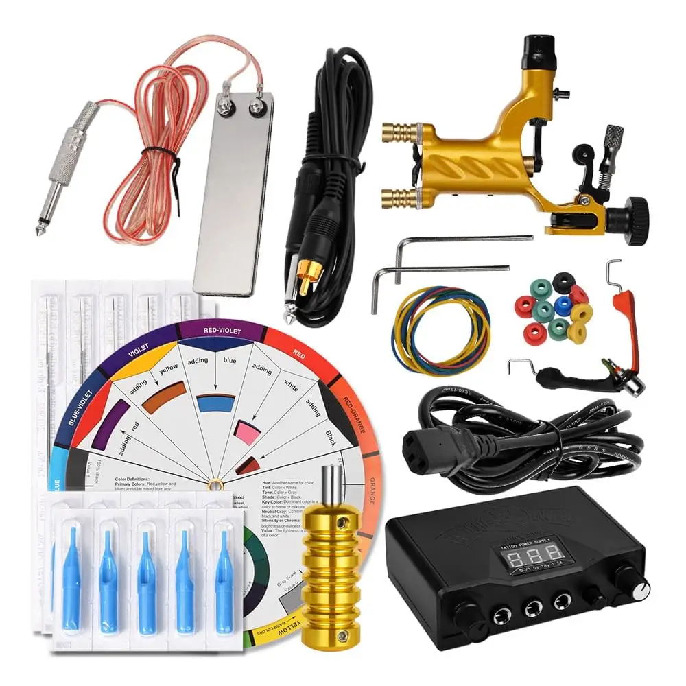 Maquina De Tatuar Kit Tattoo Set Rotary Professional Black Power Supply Color Wheel Machine A Tatouer Tatouage Tatuagem Tatto