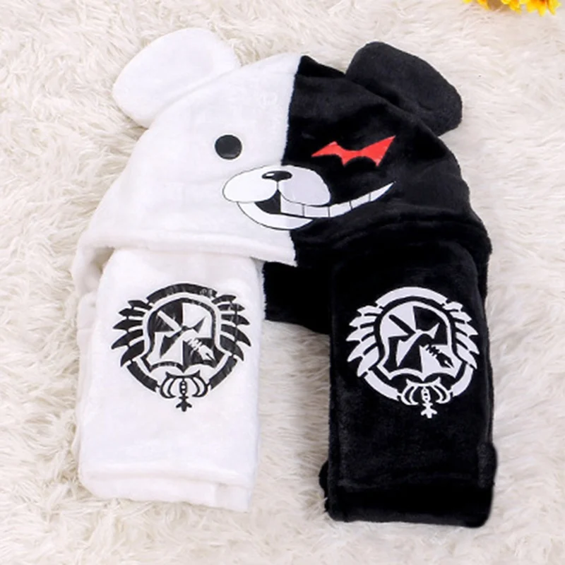 2022 Rabbit In Beanie Hat Anime Danganronpa Monokuma Plush Rabbit Hats Gloves Scarf Earmuffs Cap for Women / Baby / Girl