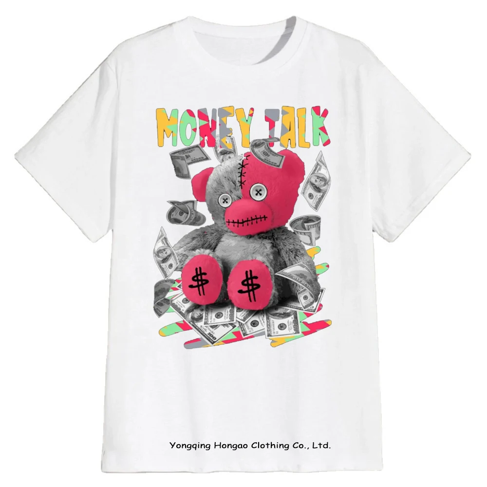 

2021 New Arrivals High Quality Bear Graphic Custom Printing 100% Cotton Tees Women O Neck Vintage Oversized Fashion T Shirt