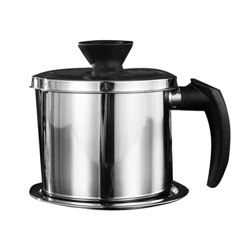 

1.6L Kitchen Stainless Steel Cooking Oil Cylinder Storage Container with Removable Built-in Mesh Strainer& Base Tray