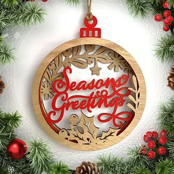 

2019 Wooden Christmas 3D Large Bulb Shape Pendant Decoration Cute Interior Xmas Pendant for House Firepalce Chrismas Tree Drops