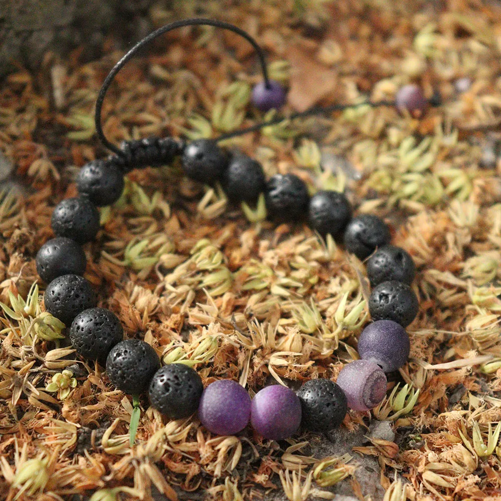 Браслеты из лавового камня регулируемые браслеты натурального с плетеной