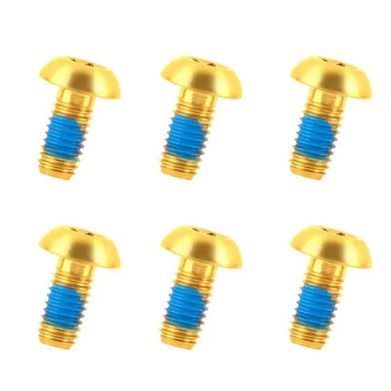 6 шт./компл. T25 сливовый дисковый тормозной ротор M5x10mm фиксированные винты для велосипедных частей - Цвет: Цвет: желтый