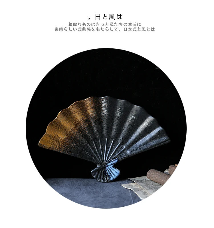 Japanese Style Fan Shape Plate Dinner Dishes Home Decor Hand-painted Dish Ceramic Tray Porcelain Creative Sushi Plates