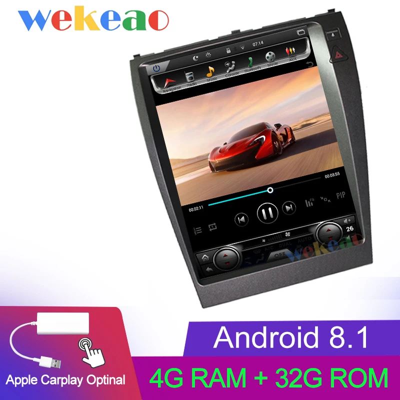 Wekeao вертикальный экран Tesla style 12,1 ''1Din Android 8,1 dvd-плеер навигационная Автомагнитола для Lexus ES ES240 ES300 ES330 ES350 - Цвет: Android Car Radio