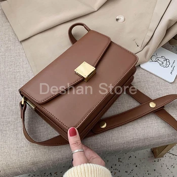 

Vintage Square Crossbody Bag 2020 Fashion New High Quality PU Leather Women's Designer Handbag Lock Shoulder Messenger Bag