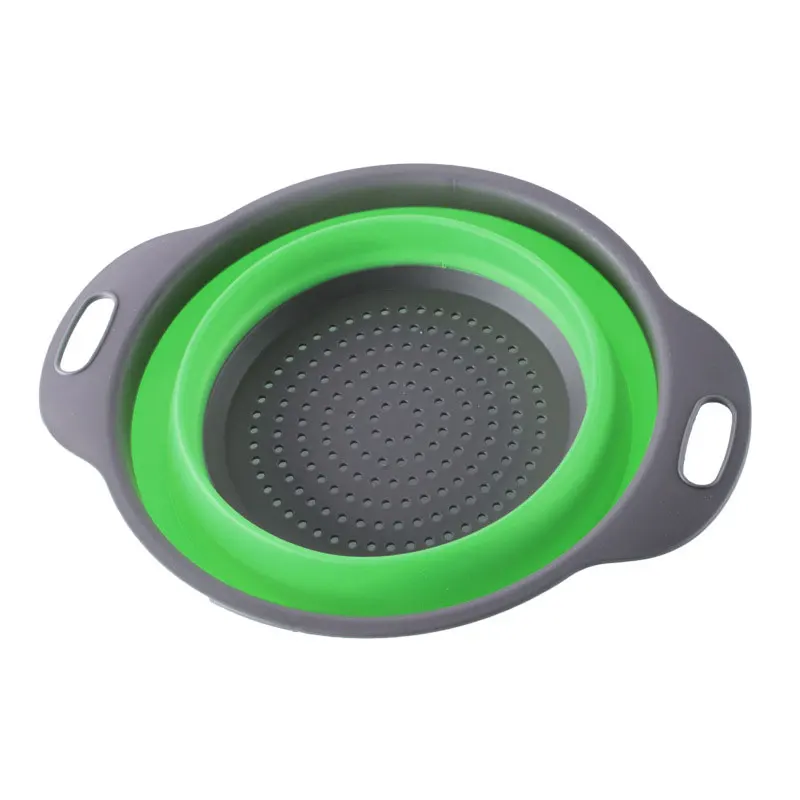 Green 1pc Small Size Foldable Silicone Water Strainer Fruit Vegetable Washing Basket Colander Collapsible Strainer Kitchen Tools Gadge - Цвет: Green