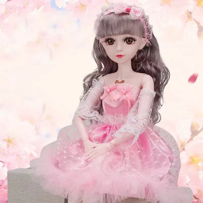 60 см bjd 1/3 кукла набор негабаритных Смарт одеваются свадьба девушка Изменить макияж кукла игрушка - Цвет: Черный