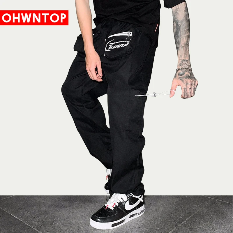 

Hip Hop Multi Zipper Pockets Cargo Pants Joggers Harem Track Pant Tactical Streetwear Men Fashion Casual Trousers Sweatpants Men