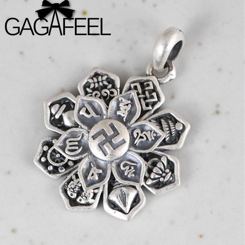 GAGAFEEL 925 пробы Серебряное винтажное этническое приносящее удачу восемь сокровищ
