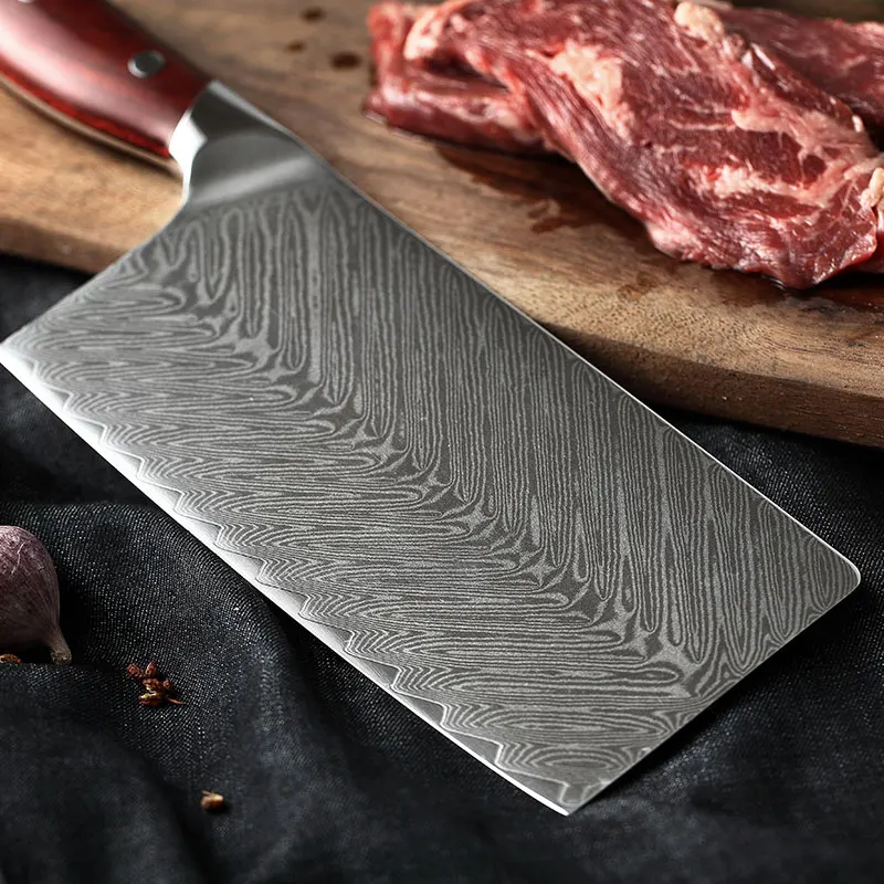 YARENH 7 Inch Cleaver Knife Chinese Vegetable Kitchen knives 67 Layers Damascus Chef Professional Cooking Knife Rosewood Handle