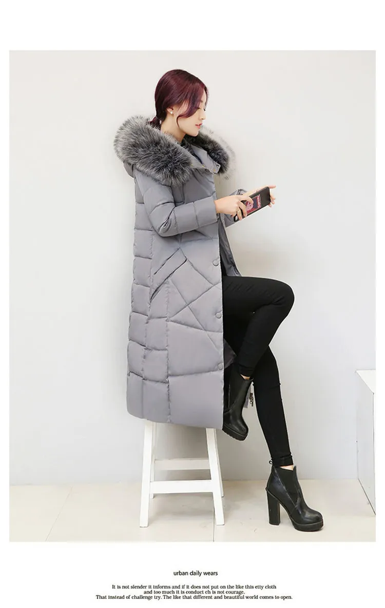 Brand China Gedi Love down Jacket Women's Long Winter Large Fur Collar Slim Fit Thick Large Size Coat Price