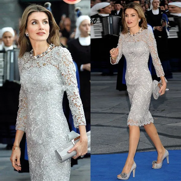 

Elegant Gray Mother of the Bride Dresses 2019 Lace Long Sleeves Mother Of Groom Dresses For Wedding